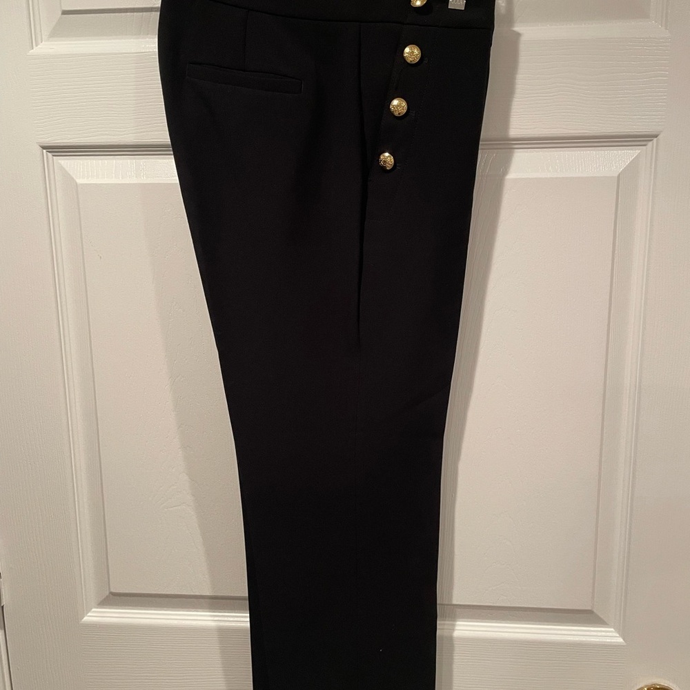 Womens Black Pants with Gold Buttons